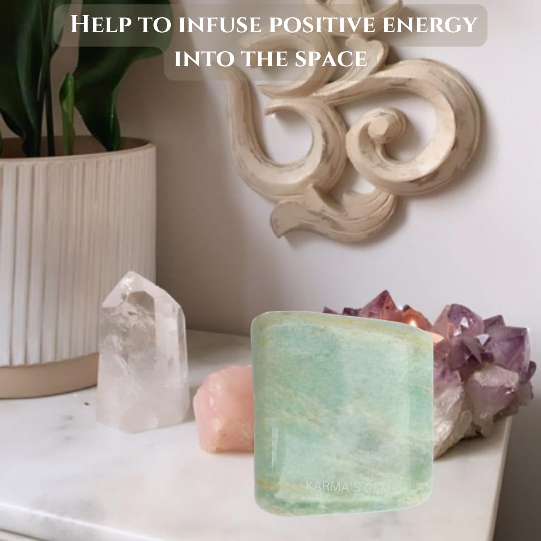 Karma Gems Amazonite Tumbled Stones Natural Crystal Kit for Reiki Healing Crystal Polished, Tumble Stones, Chakra Balancing, Reiki Gift, Home Decor (15-25 MM)