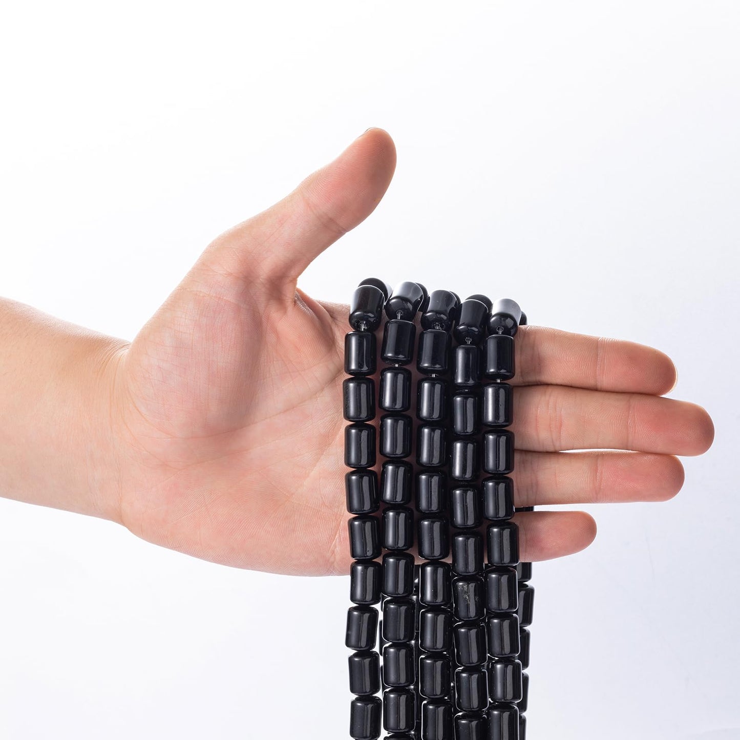 Natural Black Agate Cylinder Tube Beads 10x14mm 38cm/str Loose Semi Gemstone Stone Beads for Making Bracelets Necklace