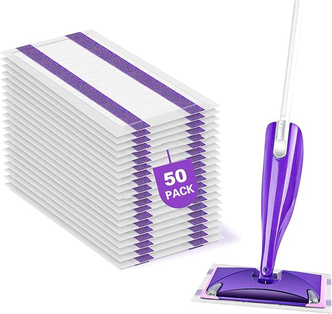 50 Pack Mop Pad Refills for Swiffer Wet Jet Mop Pads, Wet Jet Mopping Pads for Multi Surface Floor Cleaning, 4 Layers Thickened & Super Absorbent.