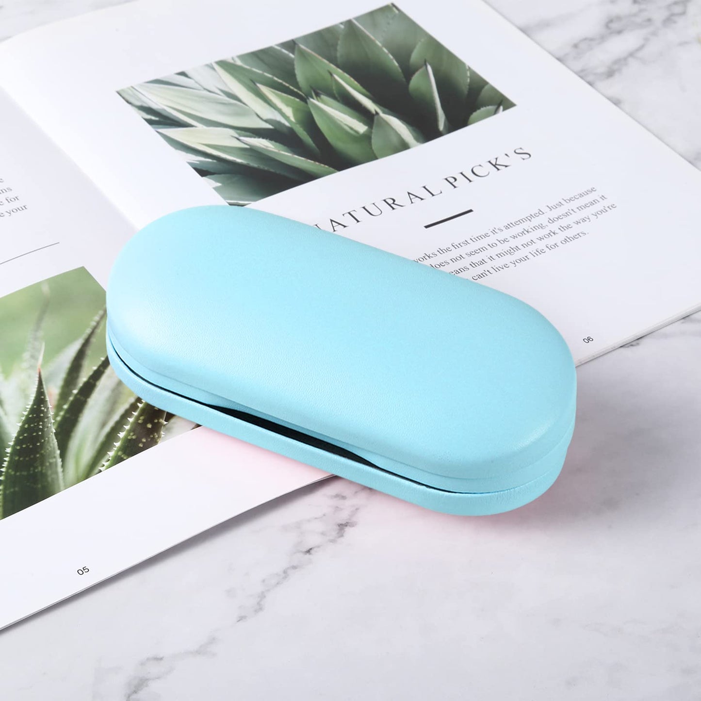AITIME 2 in 1 Double Sided Portable Contact Lens and Eyeglasses Case - Marbling, Multifunction, Durable, Compact, Portable Storage Kit