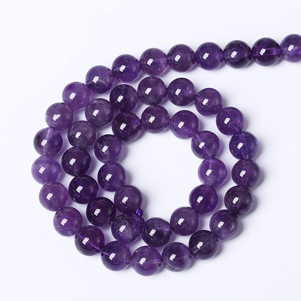 6mm 63pcs AAAAAA Natural Amethyst Purple Crystal Quartz Beads Gemstones Round Stone Beads for Jewelry Making DIY Women's Bracelet Necklace, Earrings
