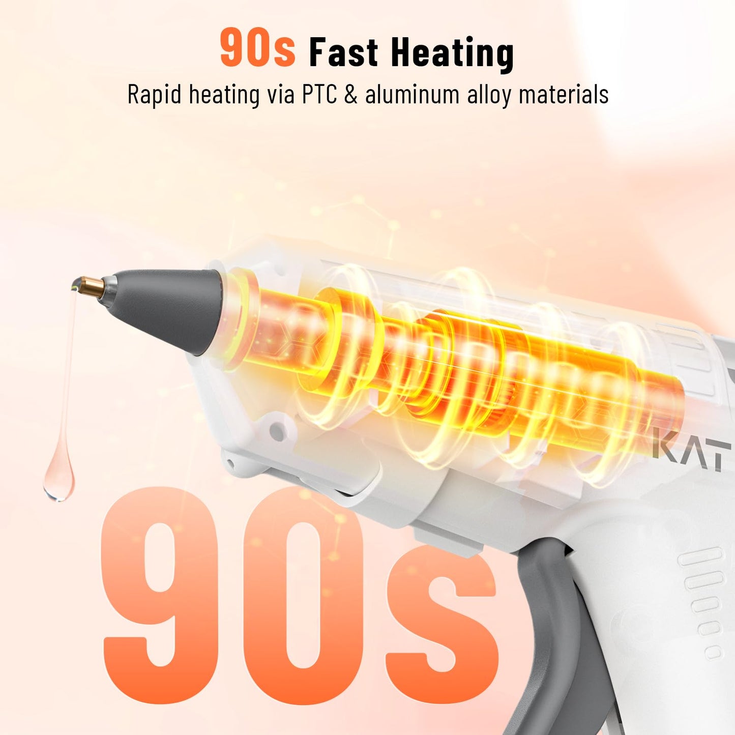Katerk 3.7V Cordless Hot Glue Gun Kit, 90s Fast Heating, Mini Glue Gun with 15 Glue Sticks, USB-C Rechargeable with 2000mAh Built-in Battery, Ideal for DIY, Gift Making,School Crafts & Repairs (White)