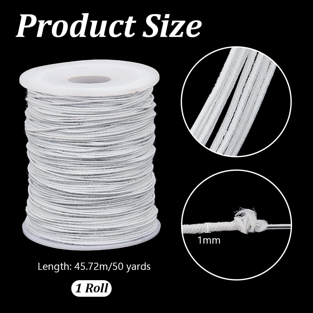 OLYCRAFT 50 Yards/45.7m White Wire Cotton Covered Cloth Covered Stem Floral Wire with Metal Wire Inside Cotton Covered Millinery Wire for Sewing Supplies DIY Making Accessories