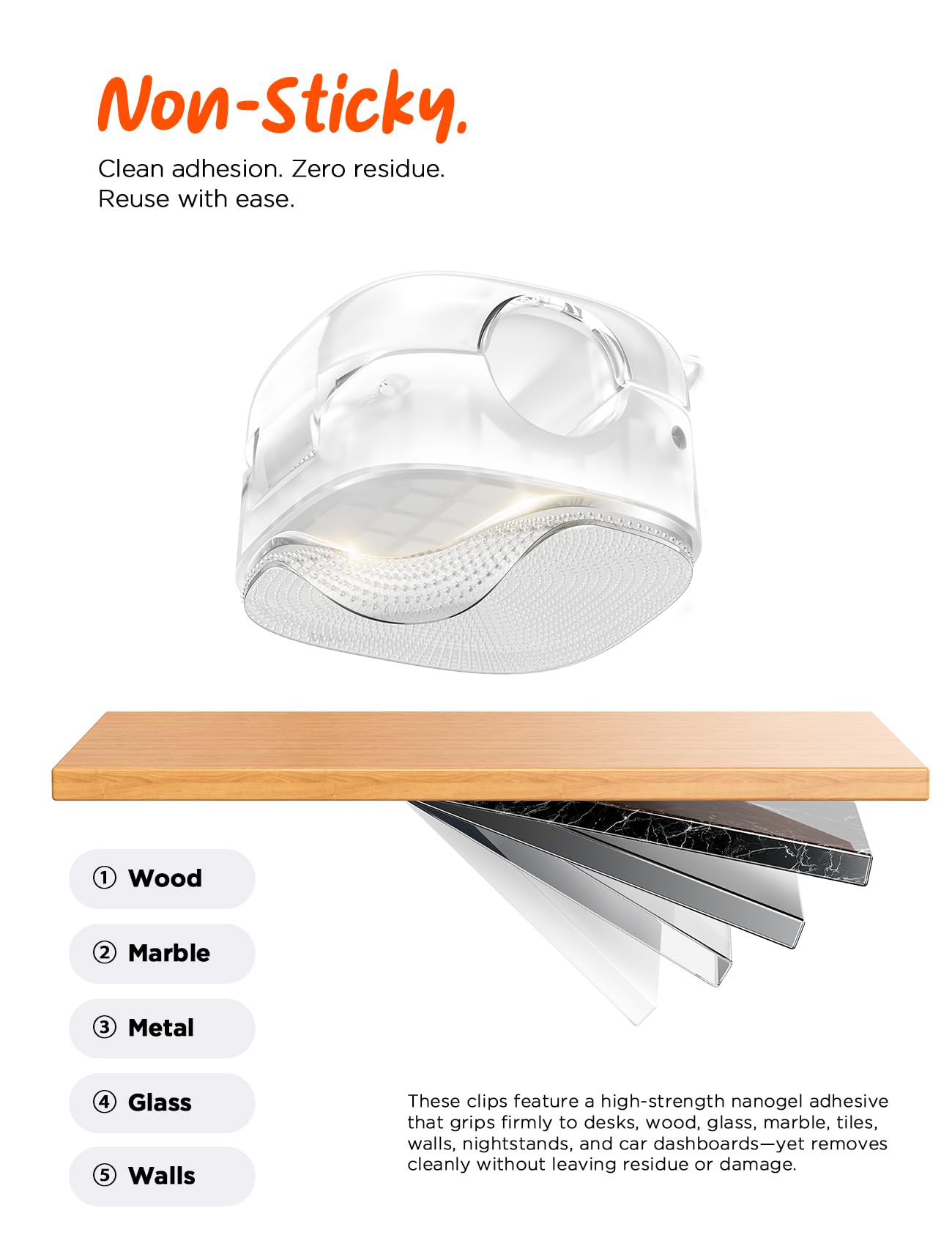 Cable Clips,8 Pack Cord Holder Cord Organizer [1s Lock & Strongest Adhesive] Spring Cord Clips Phone Charger Wire Desk Cable Management Nightstand Home Office School Decor Women Desk,Transparent Clear