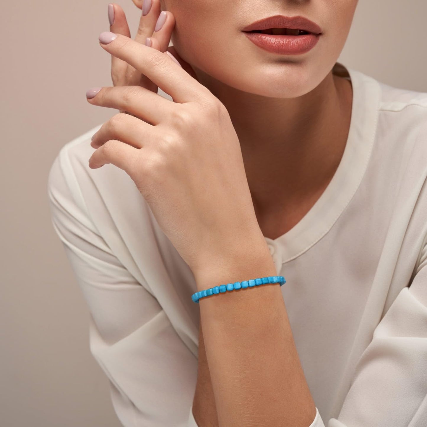 GAVU 5mm Cubic Blue Turquoise Bracelet for Women, December Birthstone Crystal Bracelet for Women