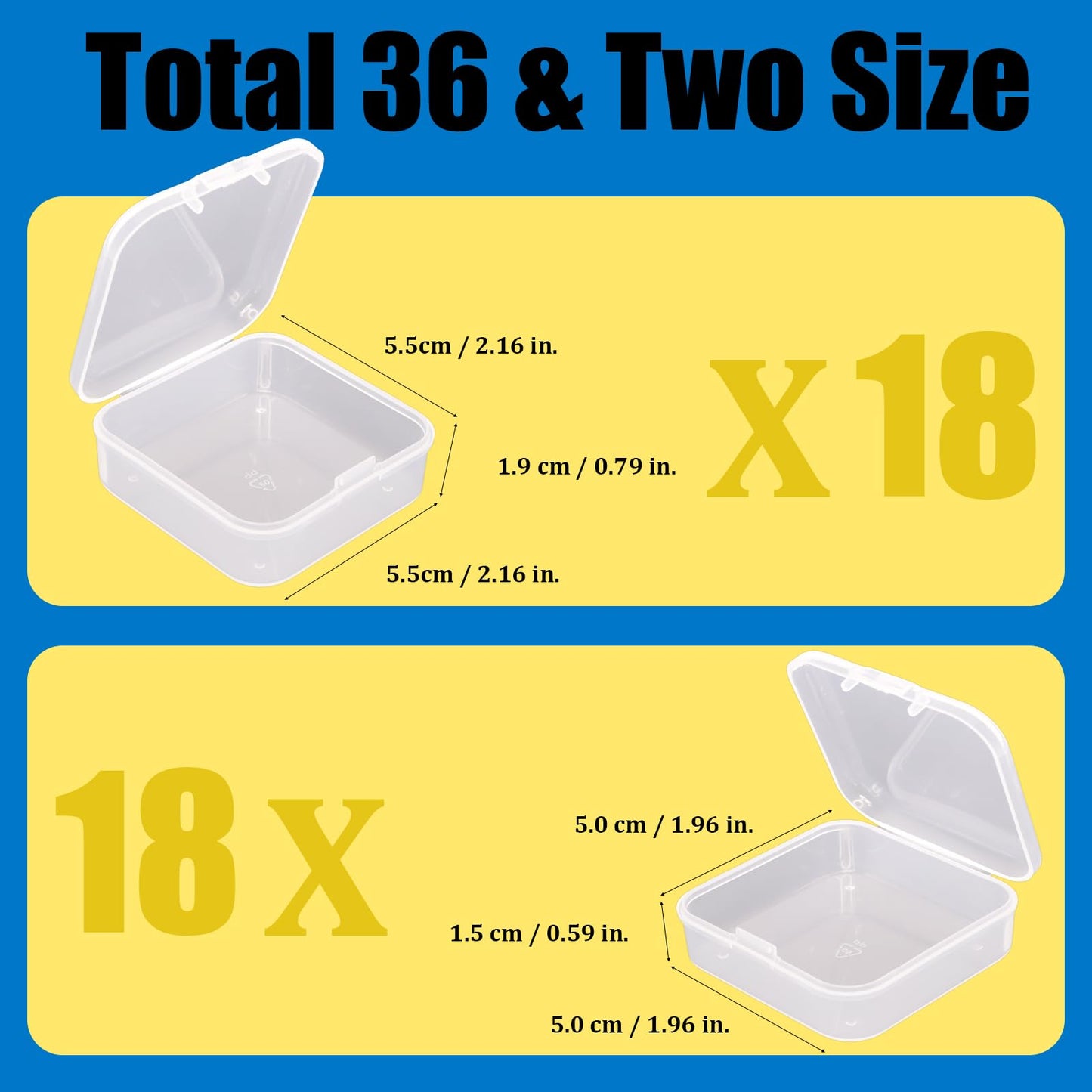 Mathtoxyz 36PCS Organizer Box, Small Organizers and Storage Containers Rectangle Holder Plastic Cases for Clay Beads Bracelet Making DIY Jewelry Craft Nail