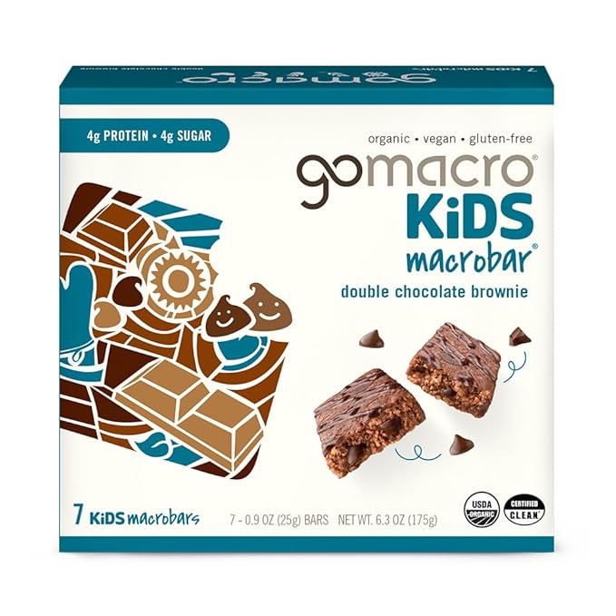 GoMacro Kids MacroBar Organic Vegan Snack Bars - Double Chocolate Brownie (0.90 Ounce Bars, 7 Count)