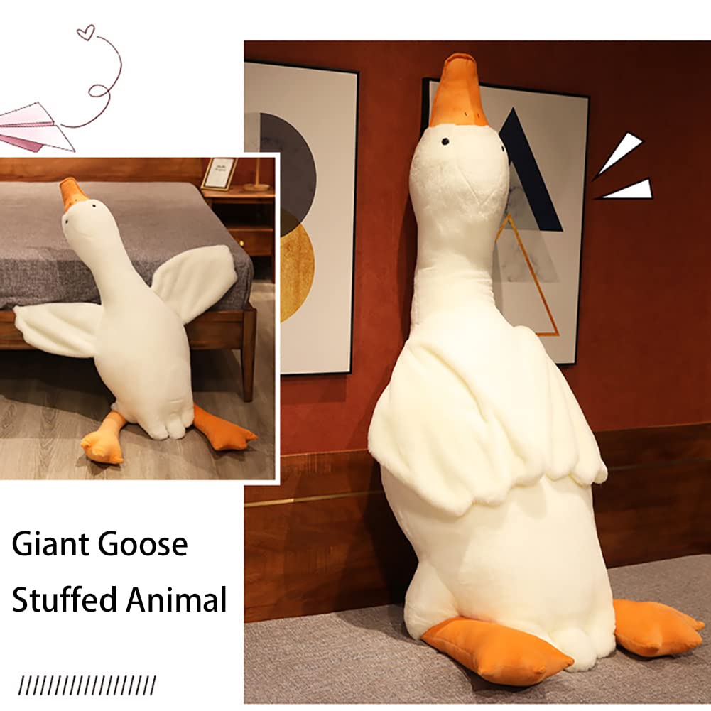 Srutirbo Giant White Goose Plush-75 in Soft Furry Swan Stuffed Animal Pillow,Huge Goose Plush Hugging Pillow Gifts for Every Age (75in)
