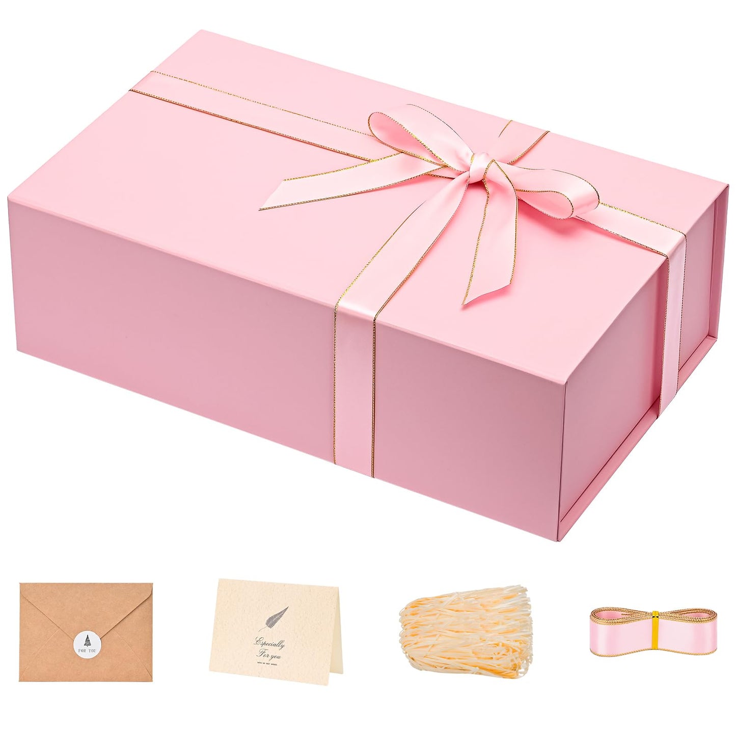 LIFELUM Pink Gift Box 13.85'' x 8.35'' x 4.45'' Gift for Mother's Gifts Large Gifts Boxes for Presents Birthday Magnetic Box for Gifts with Luxury Filler,Card, Ribbon,Sticker 1 Pack