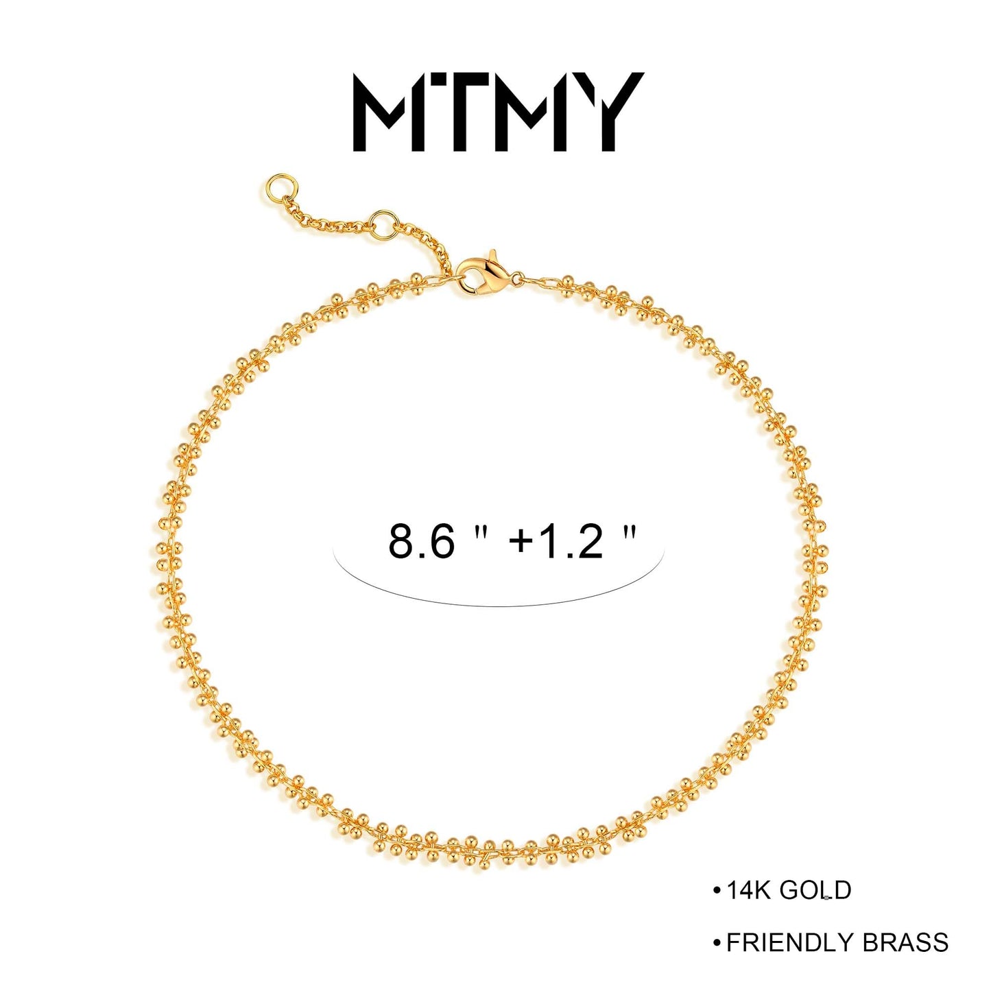 MTMY Gold Anklets for Women 14K Gold Plated Tiny Bead Anklet Dainty Adjustable Cute Summer Beach Boho Anklets Jewelry Gift (stacking balls)