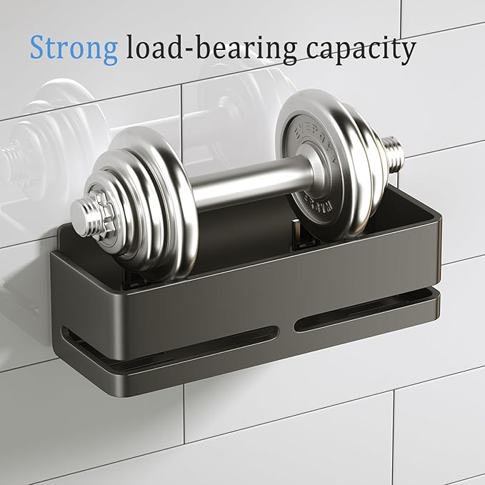 Bathroom Storage Rack (5-Piece Set), Wall-Mounted Shelf with soap Dish and Toothbrush Holder, no Drilling Required, Ideal for Bathroom Storage and Also Suitable for Kitchen (Grey)
