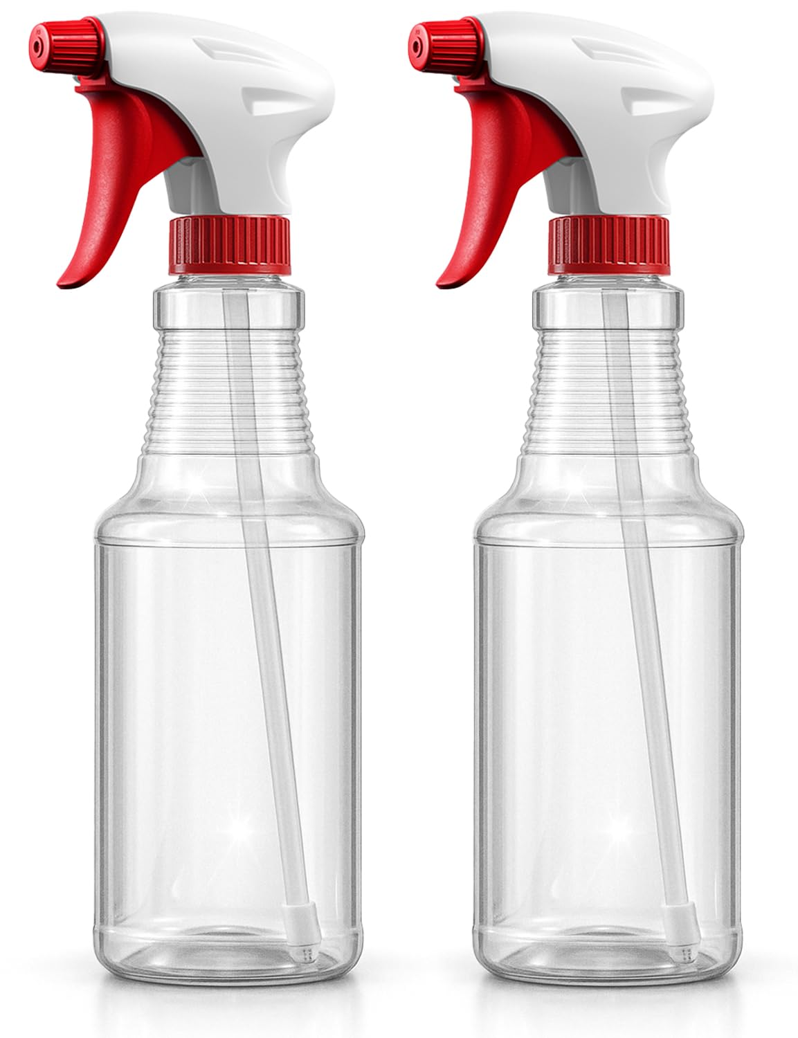 Bar5F Empty Plastic Spray Bottles 16-Ounce BPA-Free Food Grade Crystal Clear Fully Adjustable Sprayer (not for oil), 2-Pack (S-Series)