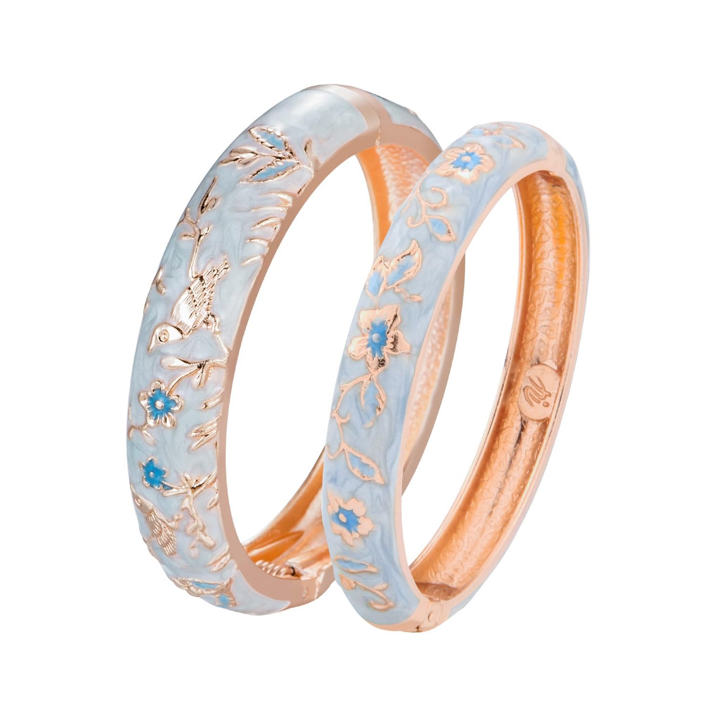 UJOY Colors Handcraft Jewelry Cloisonne Bracelet Enamel Bird Spring Hinged Womens Bangles Gifts Box 55C49-55A82 Light Blue