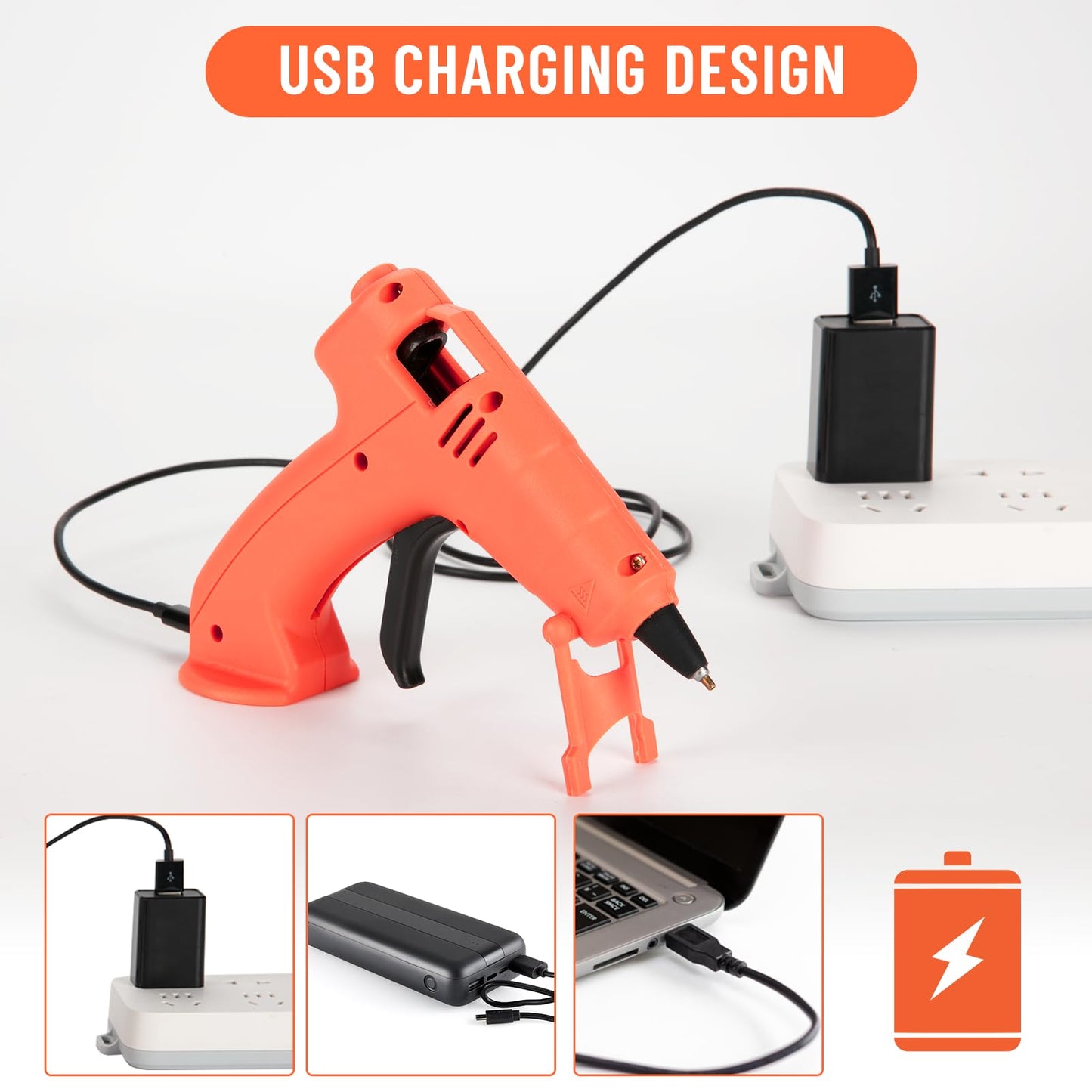 WELLUCK Cordless Hot Glue Gun, USB Rechargeable Wireless Mini Hot Melt Glue Gun with 20 Glue Sticks and USB Cable, Battery Operated Glue Gun DIY Tool for Art, Crafts, Decorations, Fast Repairs