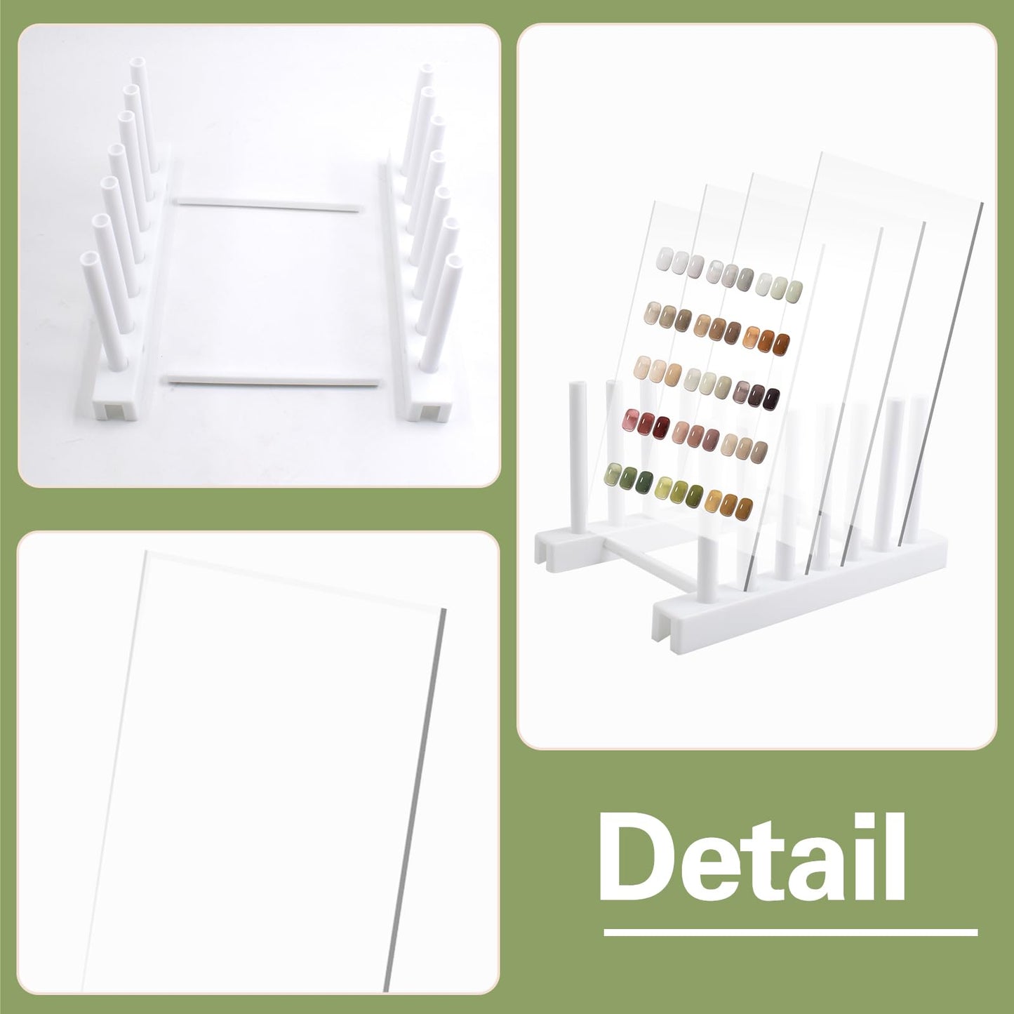 4-Piece Transparent Nail Art Display Set with Plastic Holder, Acrylic False Nail Tips Sample Display, Practice Board with Double-Sided Tape