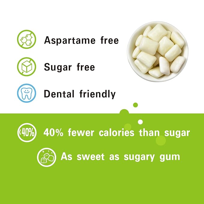 DC24 DAILY CARE 100% Xylitol Gum, No Aspartame, Sugar Free Chewing Gum, Natural Spearmint Flavor, Gluten Free, Vegan, 60 Pieces, Pack of 1