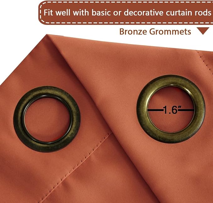 H.VERSAILTEX Blackout Patio Curtains 100 x 84 Inches for Sliding Door Extral Wide Blackout Curtain Panels Thermal Insulated Room Divider - Grommet Top, 7' Tall by 8.5' Wide - Orange