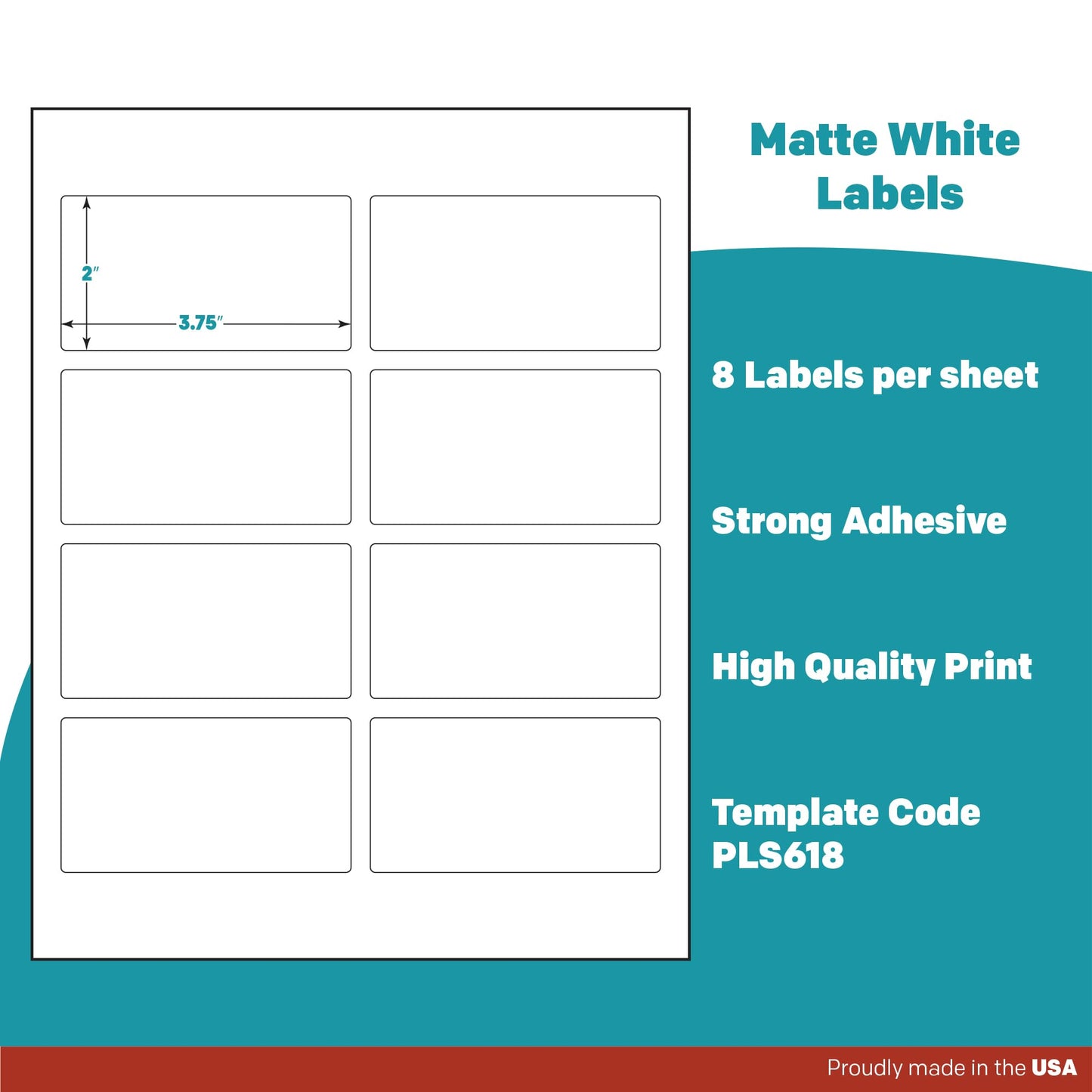 Premium Label Supply White Sticker Mailing Labels – 3.75" x 2" – Laser/Inkjet Compatible – (8 per Sheet), 100 Sheets – 800 Total Adhesive Labels