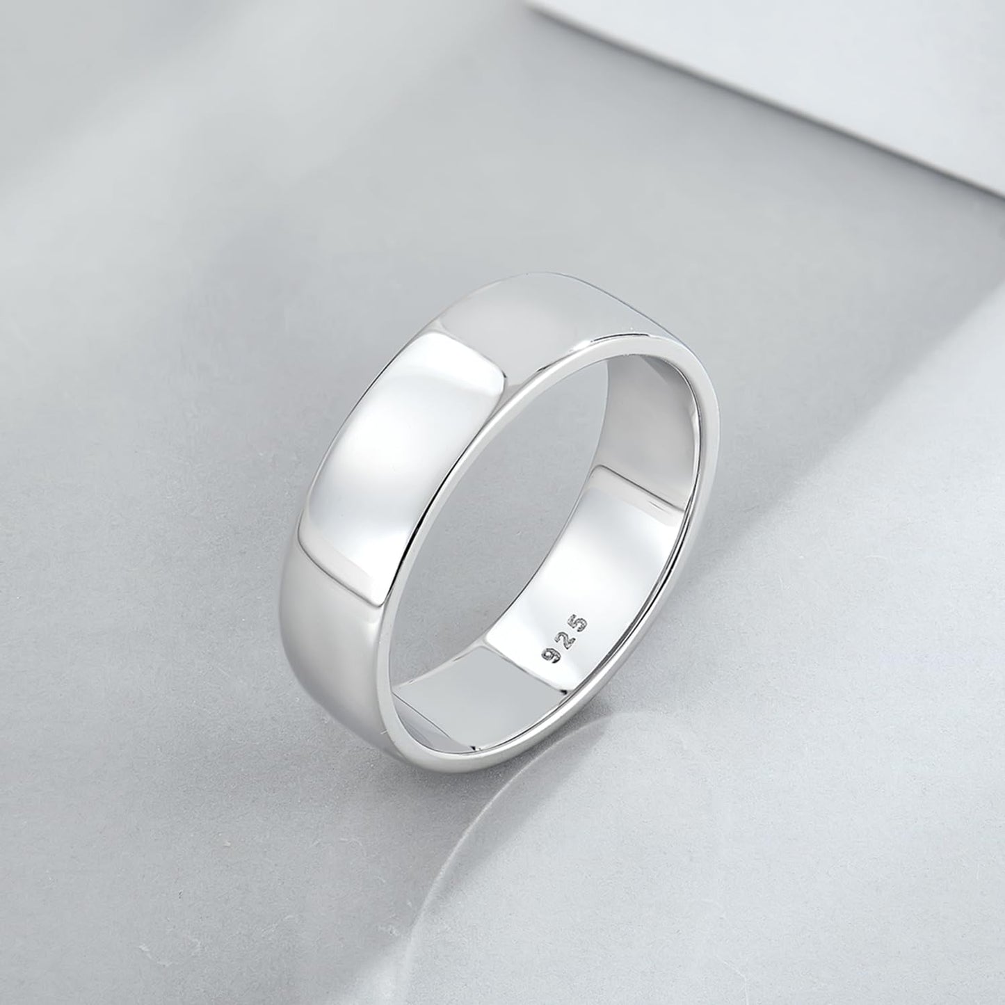 STARCHENIE Solid 925 Sterling Silver Black Ring for Men & Women 6mm High Polish Wedding Band Size 7