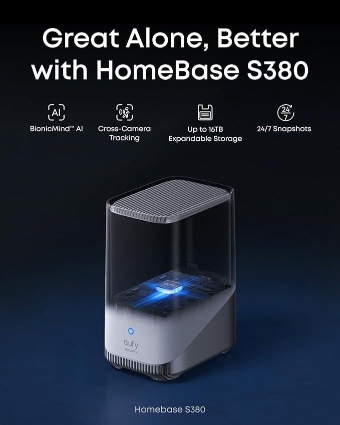 eufy Security eufyCam S4 4-Cam Kit,4K Solar Camera Wireless Outdoor, Triple Lens Bullet-PTZ Cam, 360° View, Cross-Cam Track, AI Recognition, 8X Zoom, Color Night Vision, 0 Monthly Fee, Local Storage