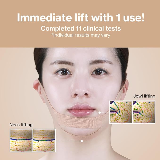 Face Fit Minus Band V2 (4 ea.) — Korean Hydrogel Jawline Band with Ear Loops for a More Defined V-Line Look, Collagen, Peptides, Hyaluronic Acid