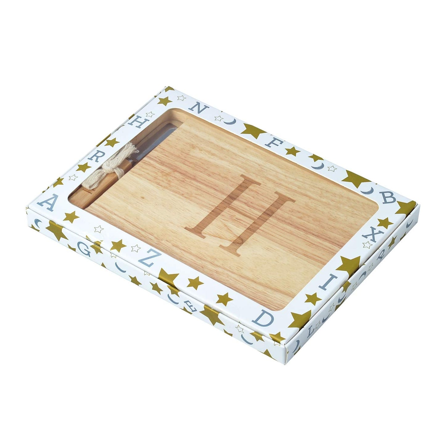 Miicol Wood Charcuterie Board, Monogram Cheese Board 10 Inch, Personalized Initial Cutting Board with Spreader, Unique Housewarming Gift, Ideal for Kitchen, Home, Letter H