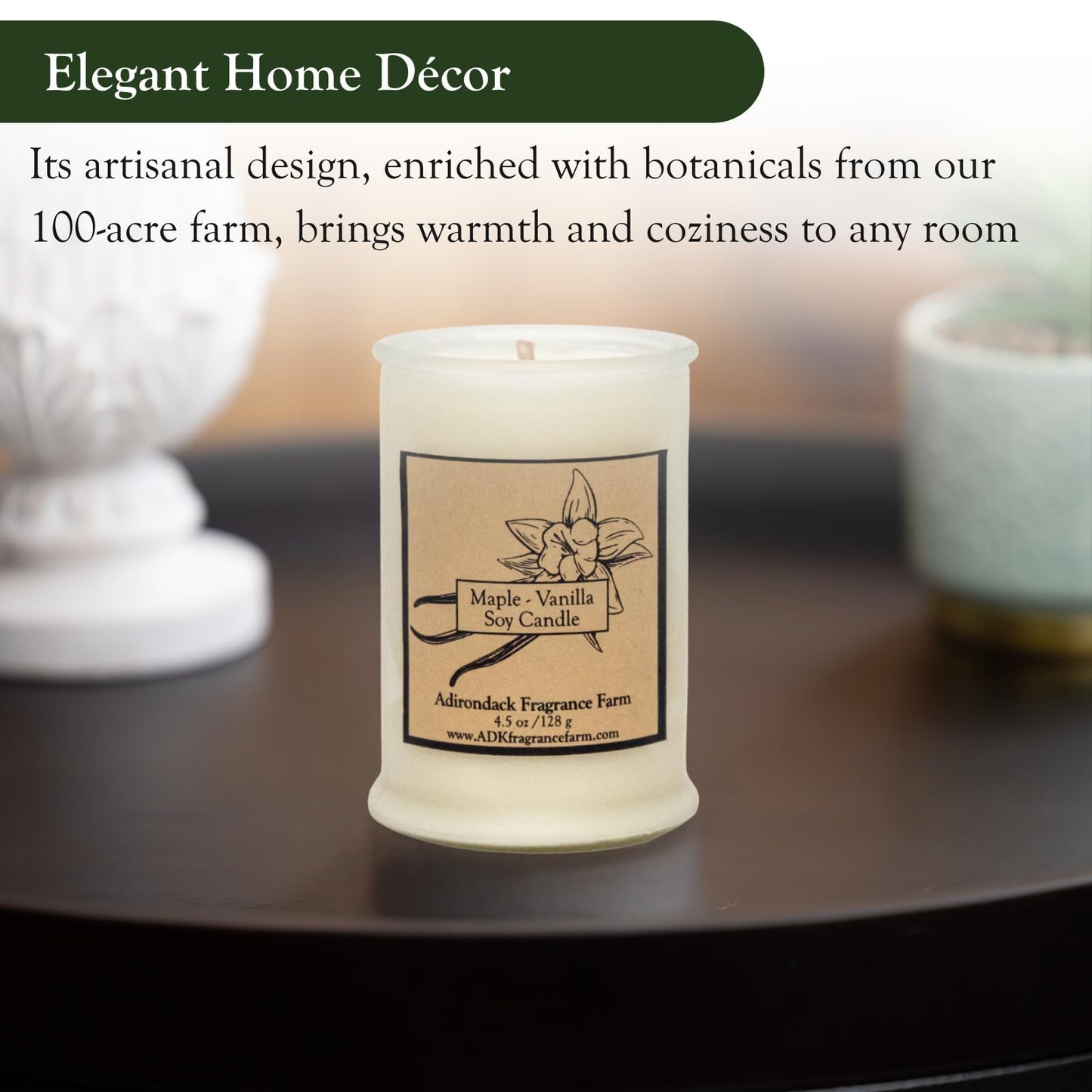 ADK Maple Vanilla Scented Candle, 4.5 Oz Aromatherapy Candle, Proudly Poured in The USA, Natural Wax for Relaxation and Home Décor, for Gift, Kitchen, and Living Spaces