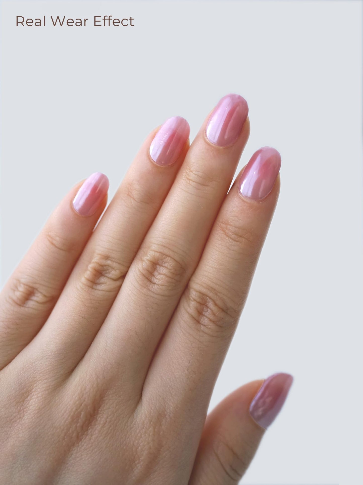 Beaolata Real Gel Nail Strips (No UV Light Needed) - 44Pcs Salon Quality Nail Stickers - Long Lasting Polish Wraps for Women, Easy Apply & Remove (Chrome Peach Pink)