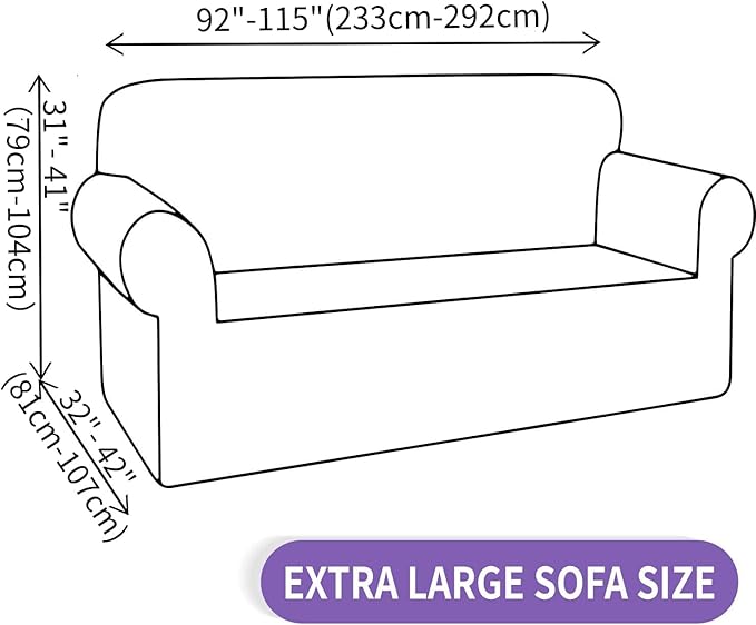ZNSAYOTX Stretch Oversized Couch Cover Universal Sofa Covers for Living Room Dogs Pet Furniture Protector Spandex Extra Large Sofa Slipcovers with Anti Slip Foam Sticks (Dark Grey, XL Sofa)
