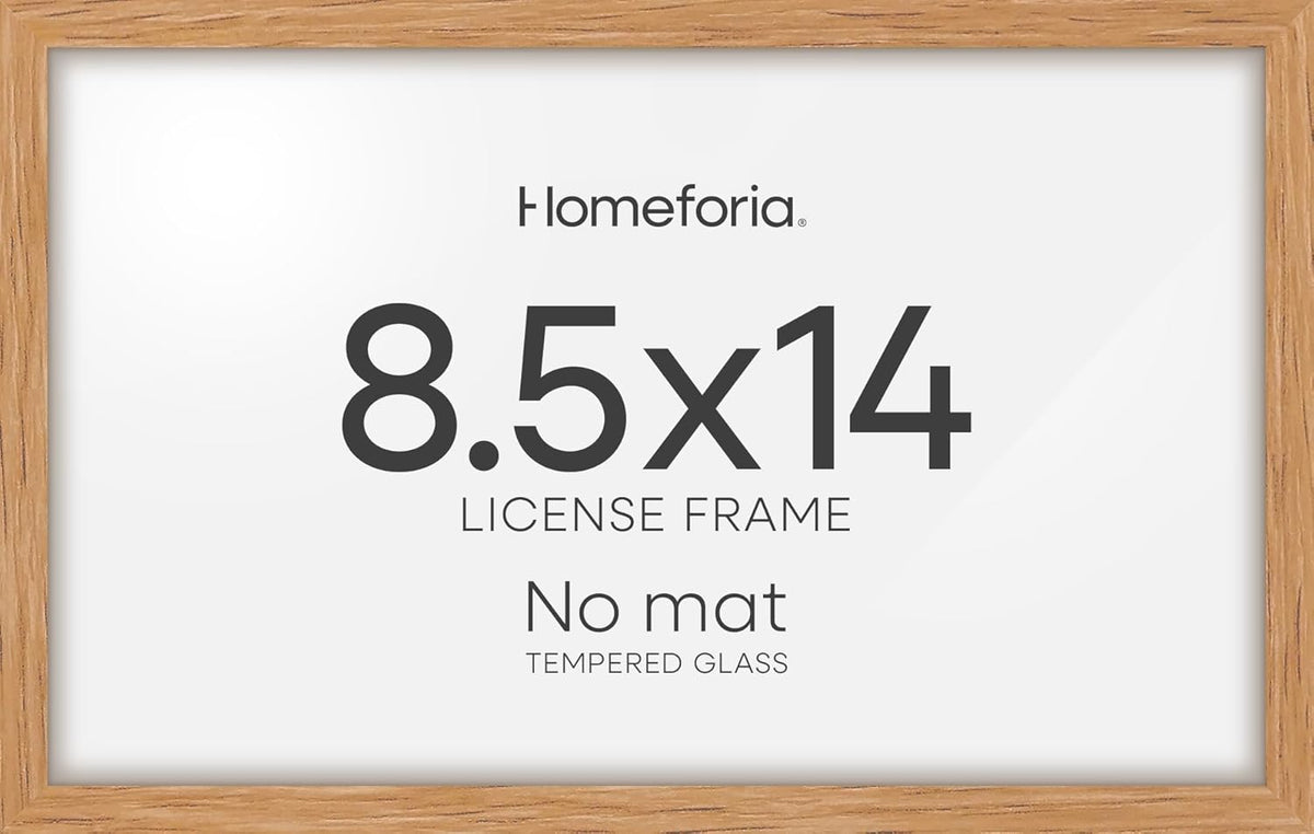 Homeforia 8.5x14 Marriage License Frame Wood, High End Natural Oak 8.5 x 14 Certificate Frames, 14x8.5 Light Wooden Frame for Wall & Tabletop, 8.5by14 Picture Frame, Tempered Glass, Wall Kit, Set of 1