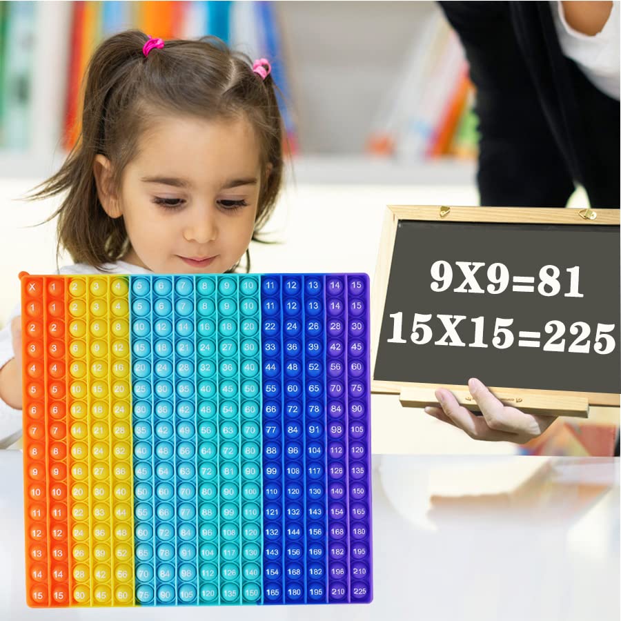 TDDTLA Multiplication Table Rainbow Math Game Toy Push P0PP Restless Toy Bubble Restless Game for Learning Math Multiplication Calculation Operations [15x15 Multiplication Table]