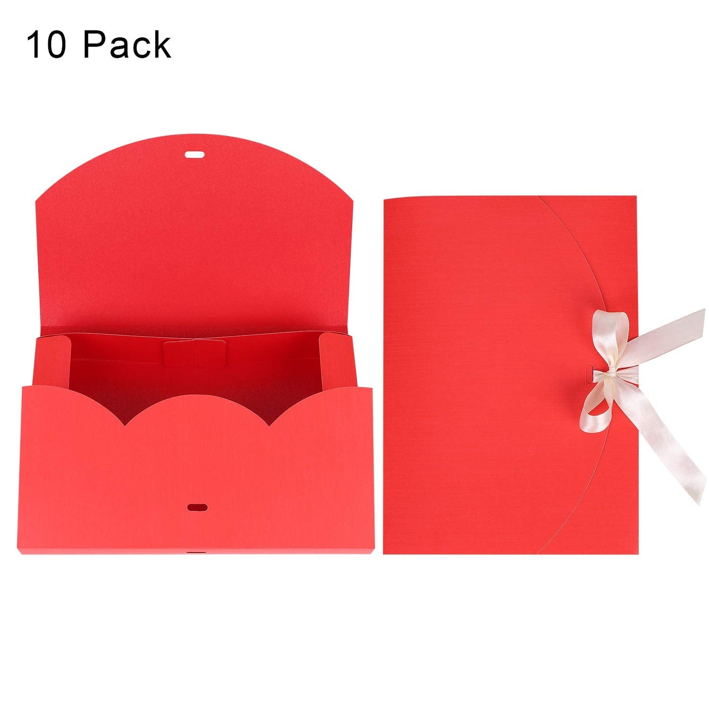 10 Pack Gift Card Boxes Large Luxury Gift Envelope Wrapping Box with Lid Ribbon Shirt Gift Box for Birthday Wedding Proposal Parties Christmas Valentine New Year Gift Present Packaging Box