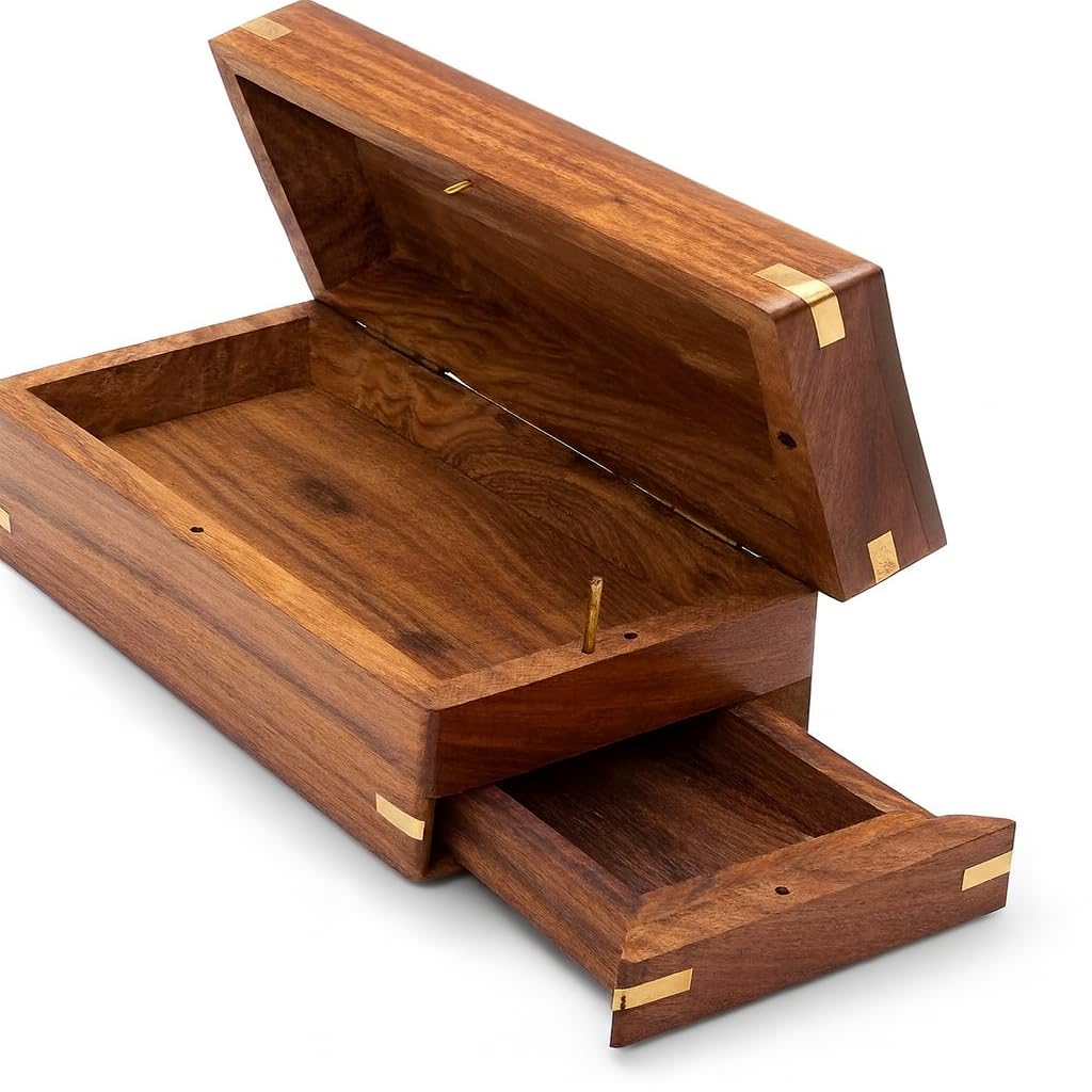 TOSQP27 Secret Enigma Brainteaser Puzzle Box Case Holder with Hidden Compartment Wooden Unique Brain Teaser Box for Gift Money Conceal Cash