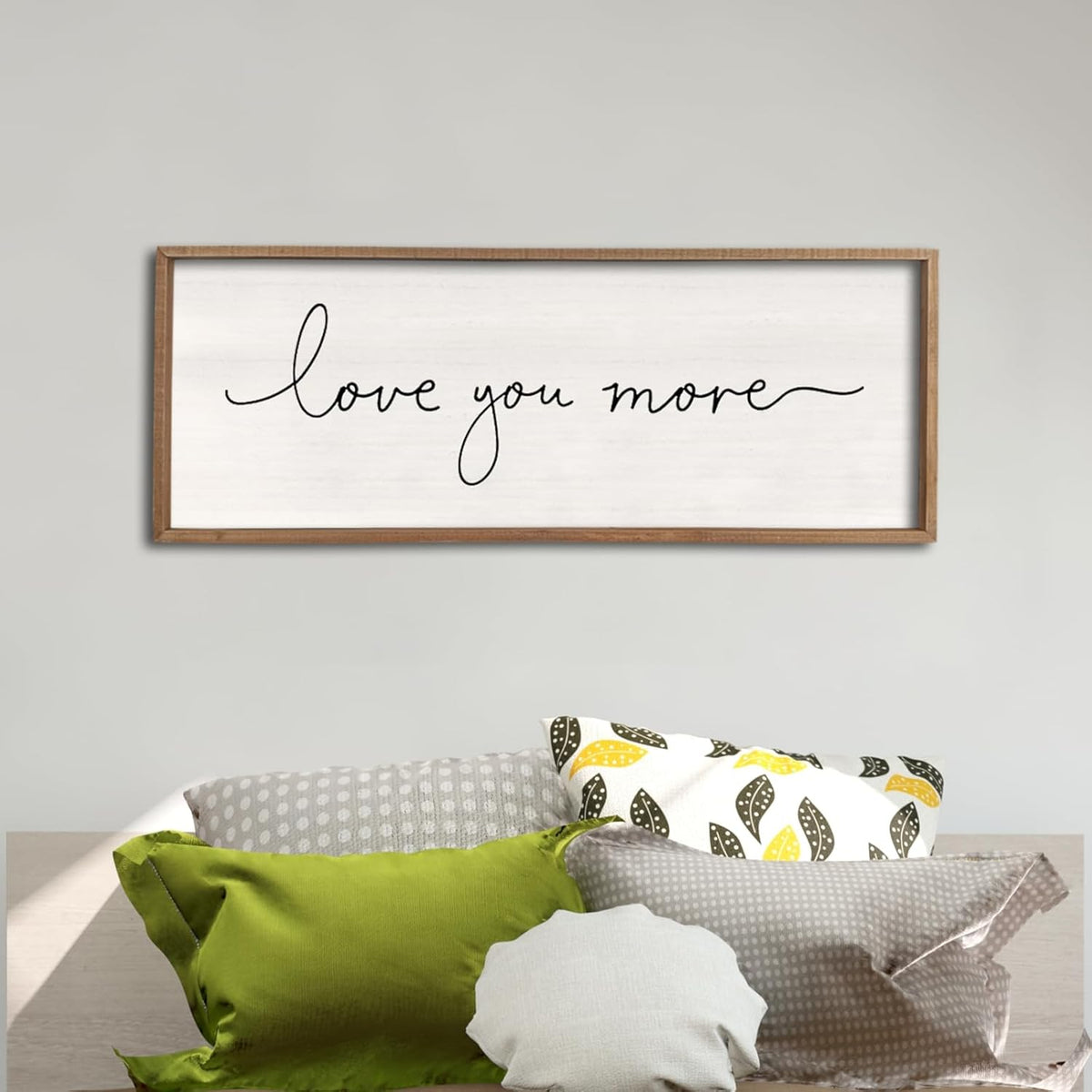Love You More Sign 40''×15'' Master Bedroom Above Over Bed Wall Decor Modern Farmhouse Large Vintage Wood Framed Hanging Over Bed Bedside Wall Art (Wood)