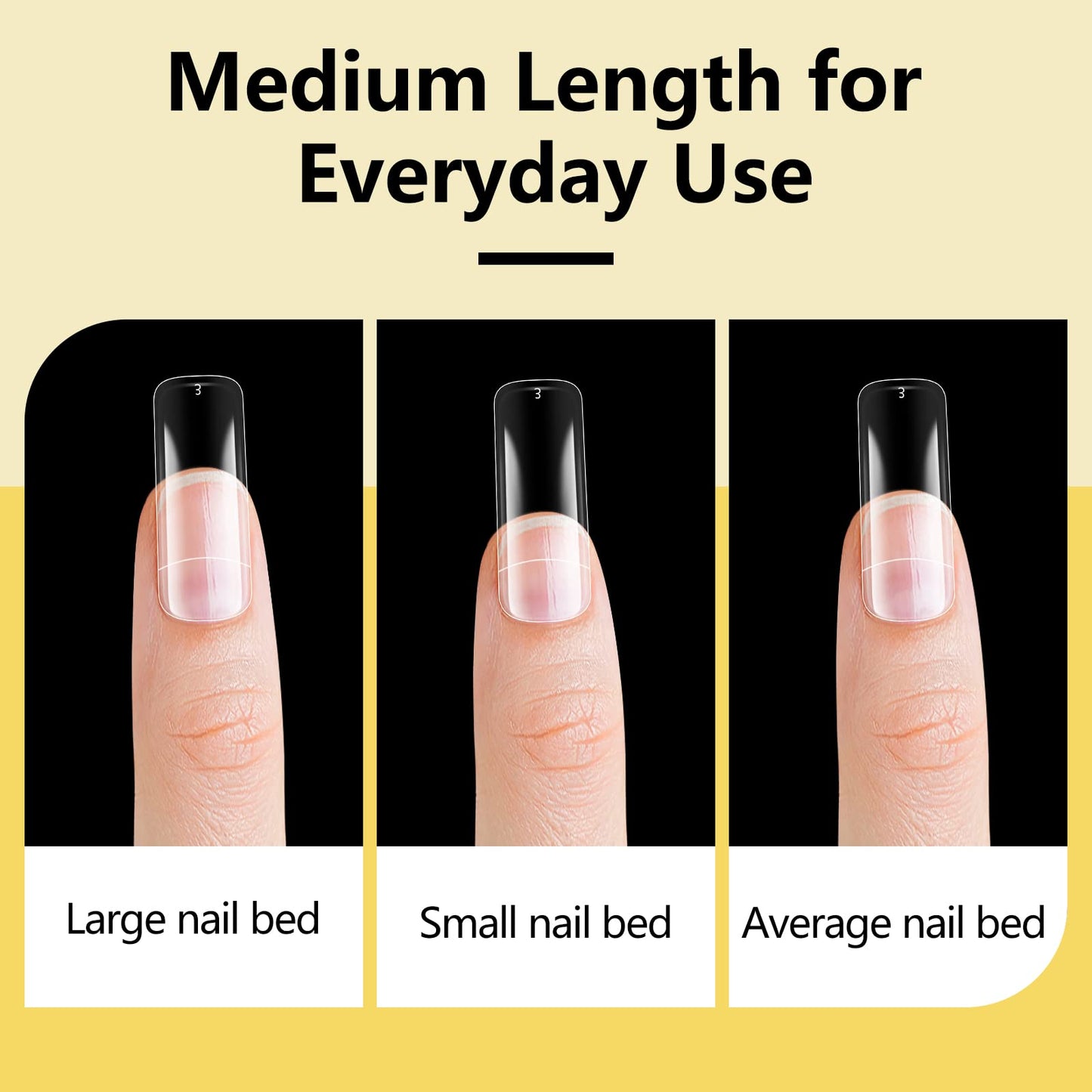 Yokilly 1000PCS Square Nail Tips and Glue, Clear Natural False Acrylic Nail Tips, Half Cover 10 Sizes French Artificial Nail Tips Manicure with Nail Clipper, Nail Files and Glue for Dip Powder