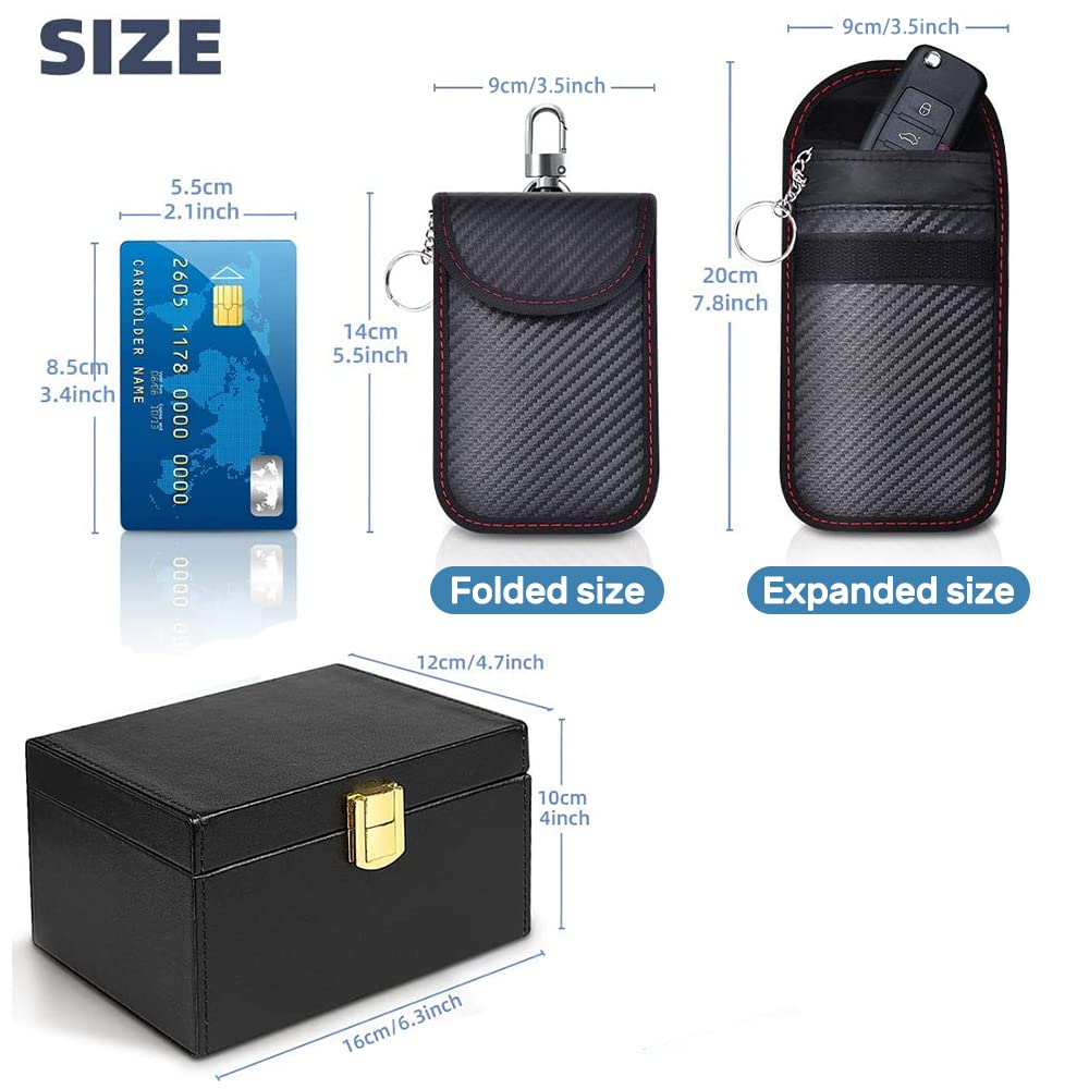 Samfolk Faraday Box with Faraday Bags for Car Keys, Car Key Signal Blocking Box, Keyless Entry Car Key Safe Protector Car Alarm Anti-Theft Shielding Cage