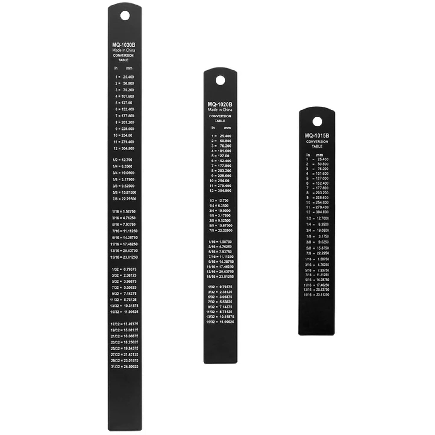 HAKZEON 30 Pack Metal Ruler Set 6/8/12 Inch with Conversion Table, Black Aluminum Alloy Rulers, Straight Edge Ruler Set for Office Engineering, Measuring and Drafting