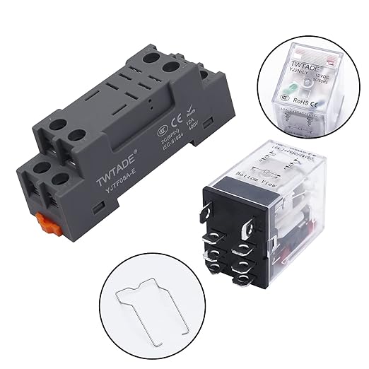 TWTADE/AC 220V Electromagnetic Power Coil Relay 10A 8 Pins DPDT 2NO 2NC with Indicator Light and Socket Base -YJ2N-LY