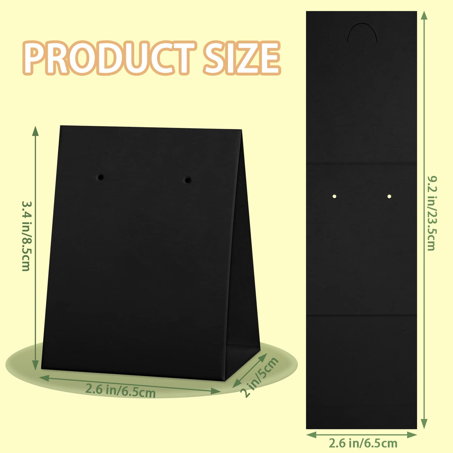 100 Pcs Standing Earring Display Cards Holders Paper Hanging Earring Packaging for Small Business Jewelry Packaging Supplies Selling DIY Retail Show Photography Props(Black)