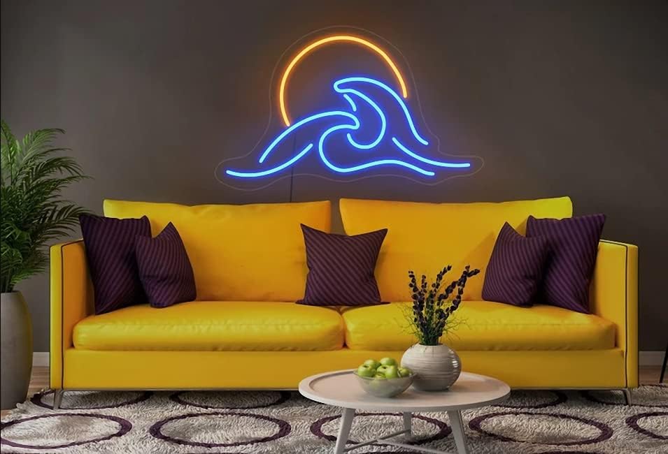 Ulalaza LED Decorative Lights USB Mountains Sunrise Sunset Led Neon Signs Home Decoration Wall Art Holiday Gift Brightness Adjustable 15.7''x15''