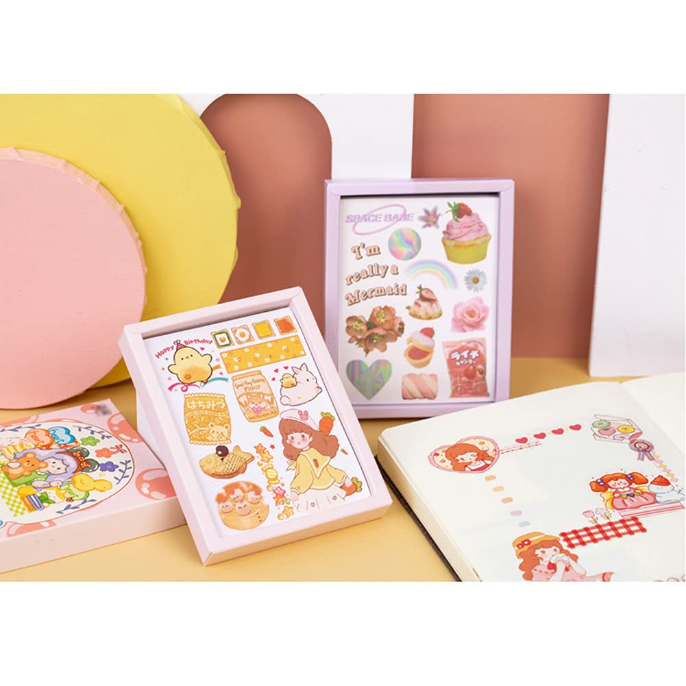 Kawaii Washi Stickers Set (50 Sheets) Cute Pets Sweet Food Drink Adhesive Label Decorative Sticker for Scrapbooking Journaling Journal Planner Diary Album Letter Art Craft Envelope Gift Wrapping