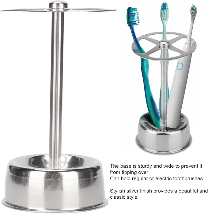 Toothbrush Holder, Tooth Brushing Holder, Stainless Steel Bathroom Toothbrush Organizer for Bathroom, Shower, Makeup Tools