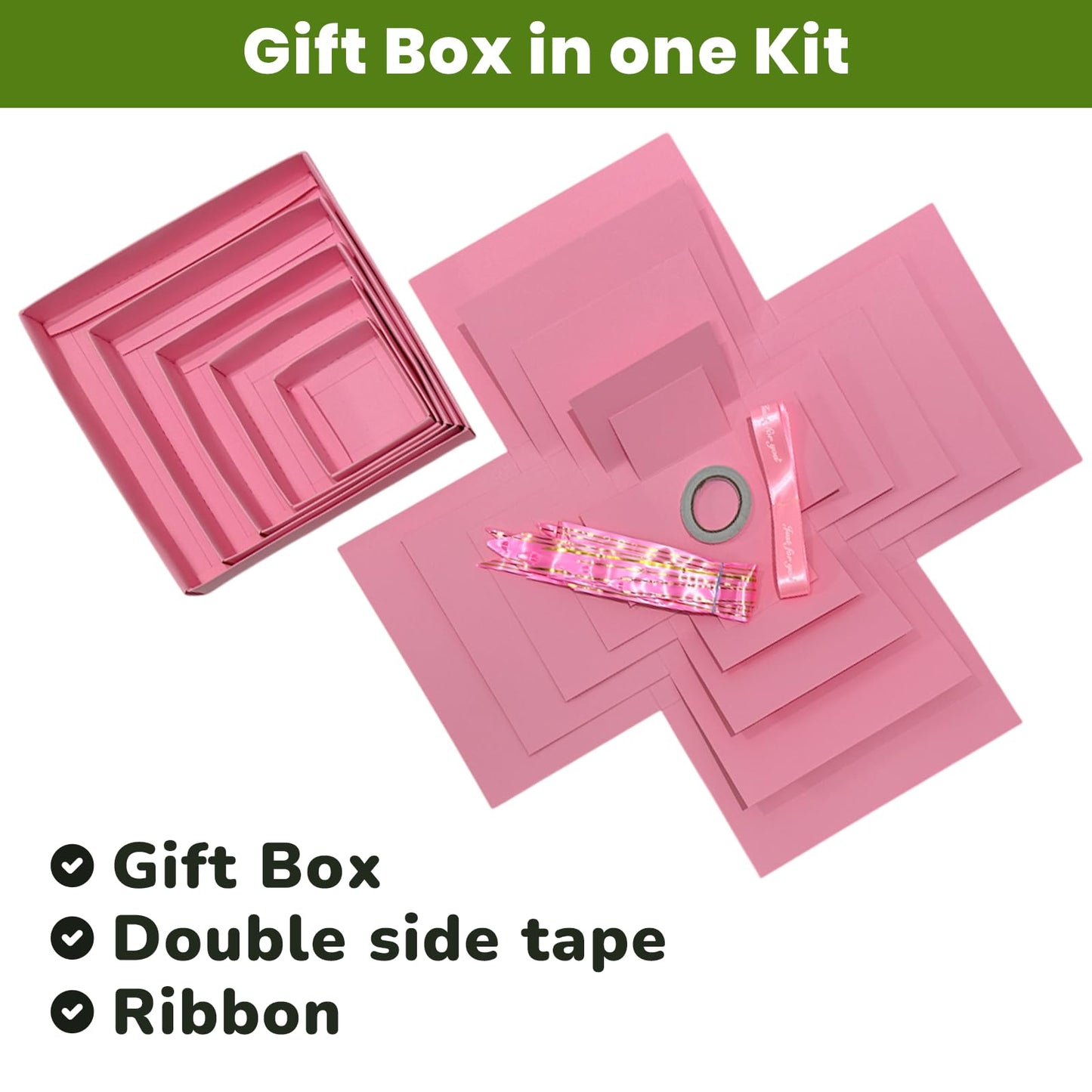 LOOMROOT Gift Box for Holidays, 5 Layer Surprise Picture Box Opens Up, Multi Layer DIY Photos Gift for Birthdays (PINK)