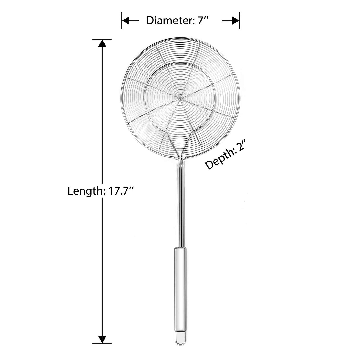 Hiware Solid Stainless Steel Spider Strainer Skimmer Ladle, Kitchen Utensils Wire Strainer Pasta Spoon, 7 Inch