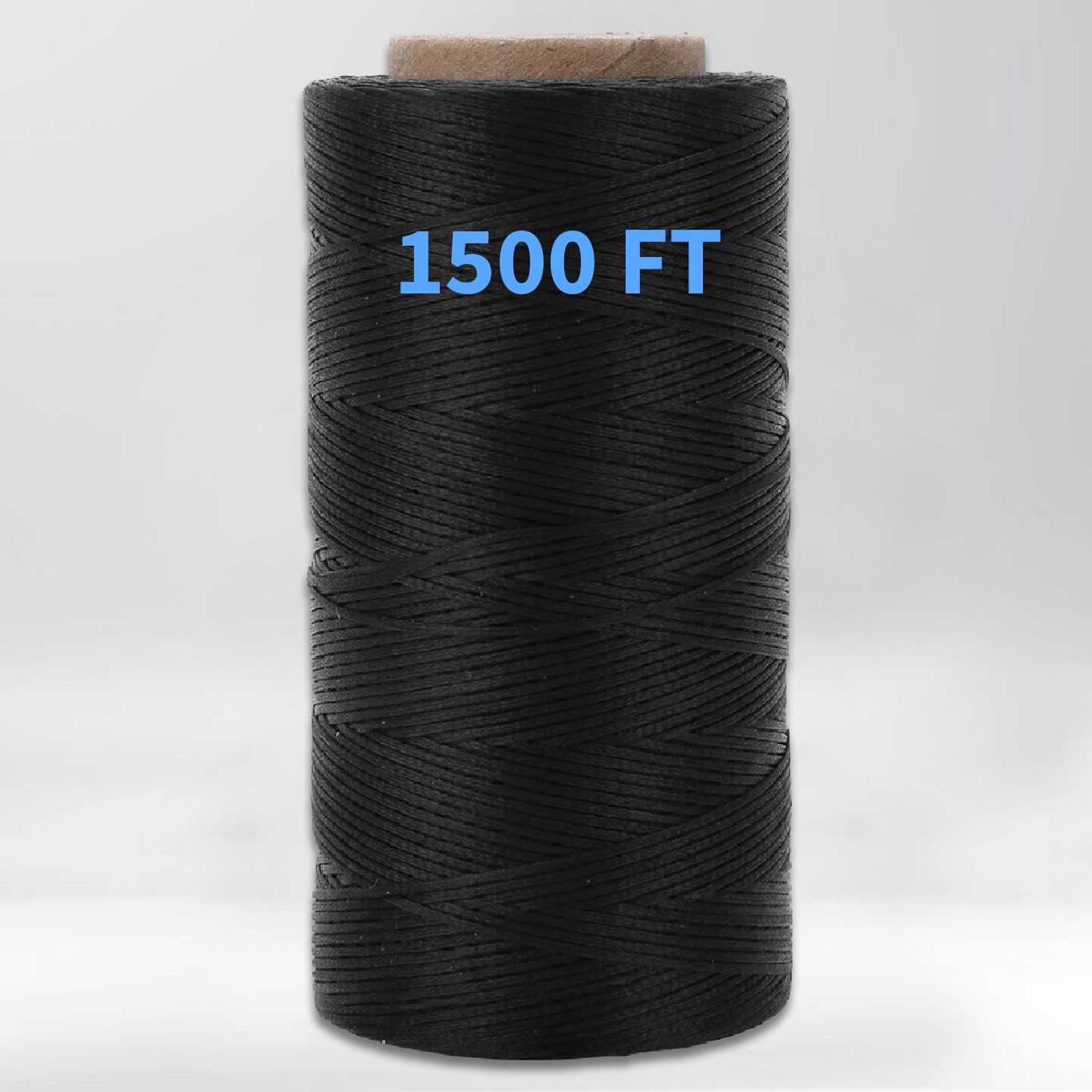 TOOLSSIDE 9-Ply Black Waxed Twine 1500 Feet/500 Yard Wax Lacing Cord Nylon (210D Polyester) - 160 LBS Tensile Strength Black Twine String for Crafts, 1-Roll