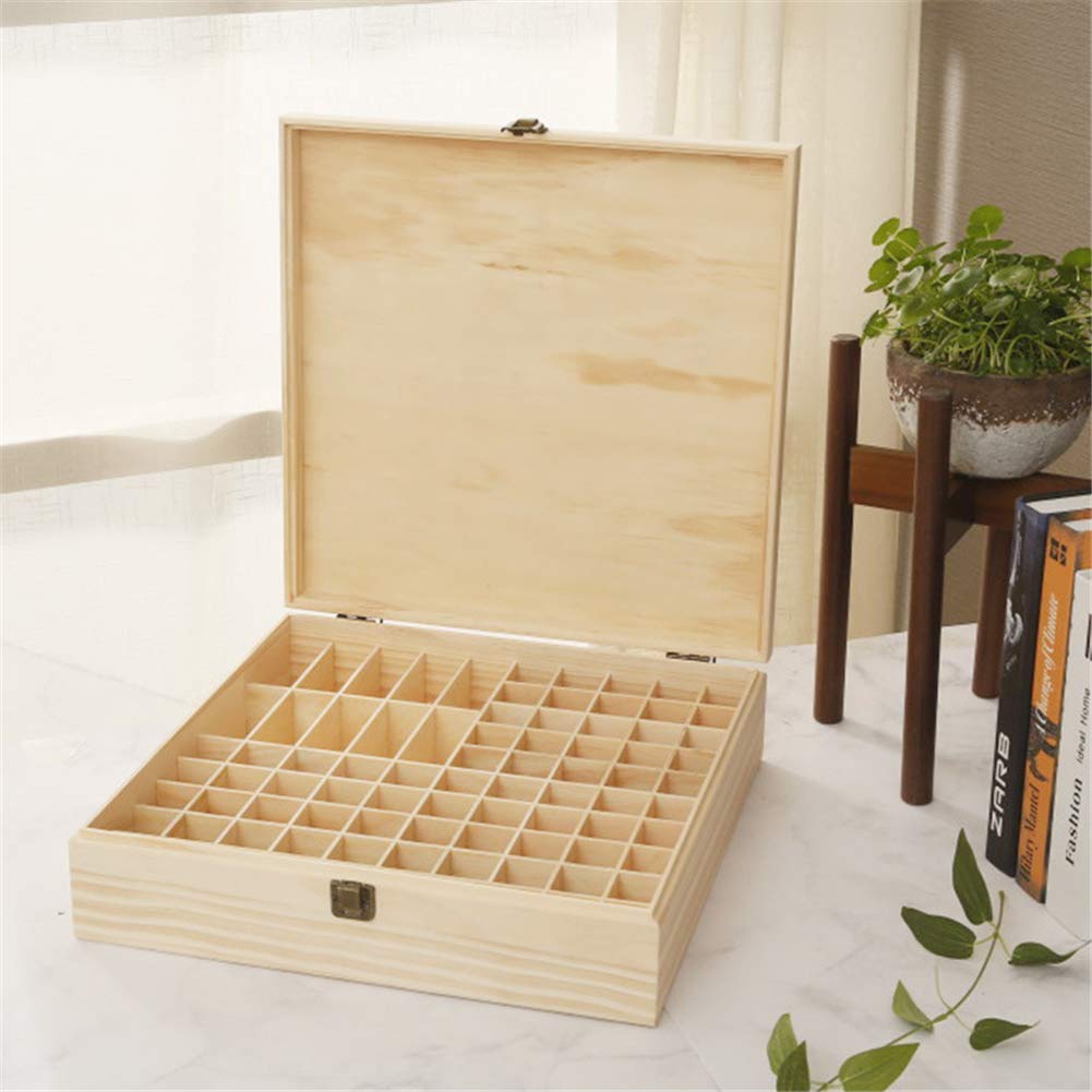 VolksRose Essential Oil Storage Wooden Box, 85 Slots for 5-15ml Essential Oil Roller Bottles, Carrying Case Display Large Organizer Gift Box Container for Travel, Presentation, Nail Polish, Makeup