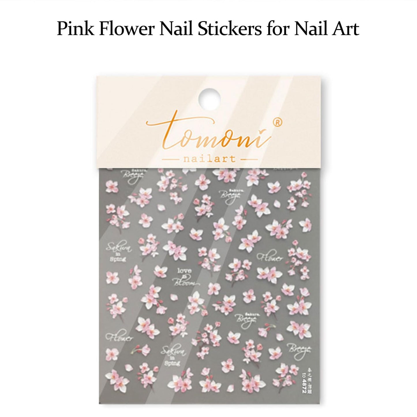 Pink Flower Nail Stickers for Nail Art 5D Embossed Nail Decals Cherry Blossoms Nails Art Stickers Summer Nails Supplies White Floral Nails Art Decoration