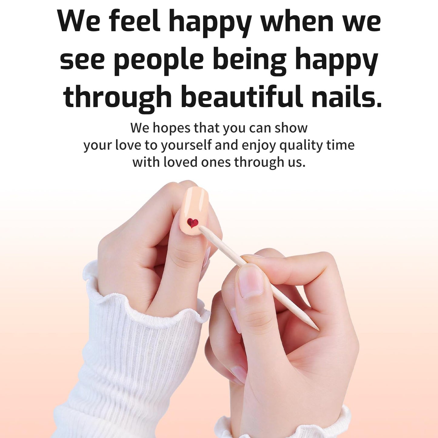 Semi Cured Gel Nail Strips - Dark Brown Heart Pink-Stylish Nail Wraps, No UV Light Needed, Effortless Application & Removal, Salon Quality, Includes 16 Wraps, 1 Prep Pad, Wooden Stick & Nail File