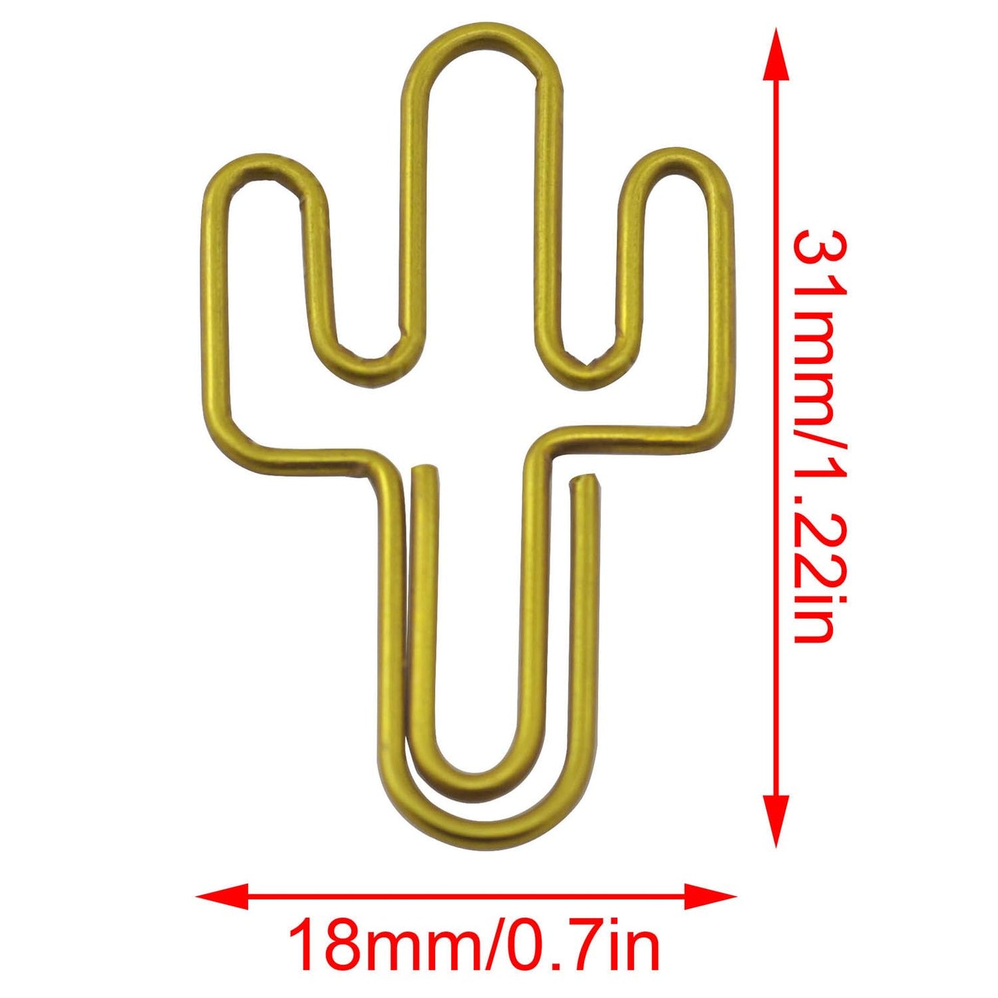 XGNG 50PCS Cactus Metal Paper Clips Pins Iron Creative Stationery Data Classification Books Loose-Leaf Clips for The Office