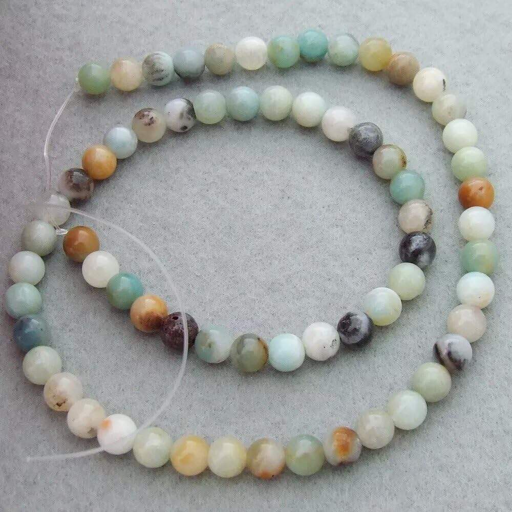 6mm Round Amazonite Stone Beads for Jewelry Making Natural Gemstone Semi Precious Strand 15 Inch(58-60pcs/Strand)